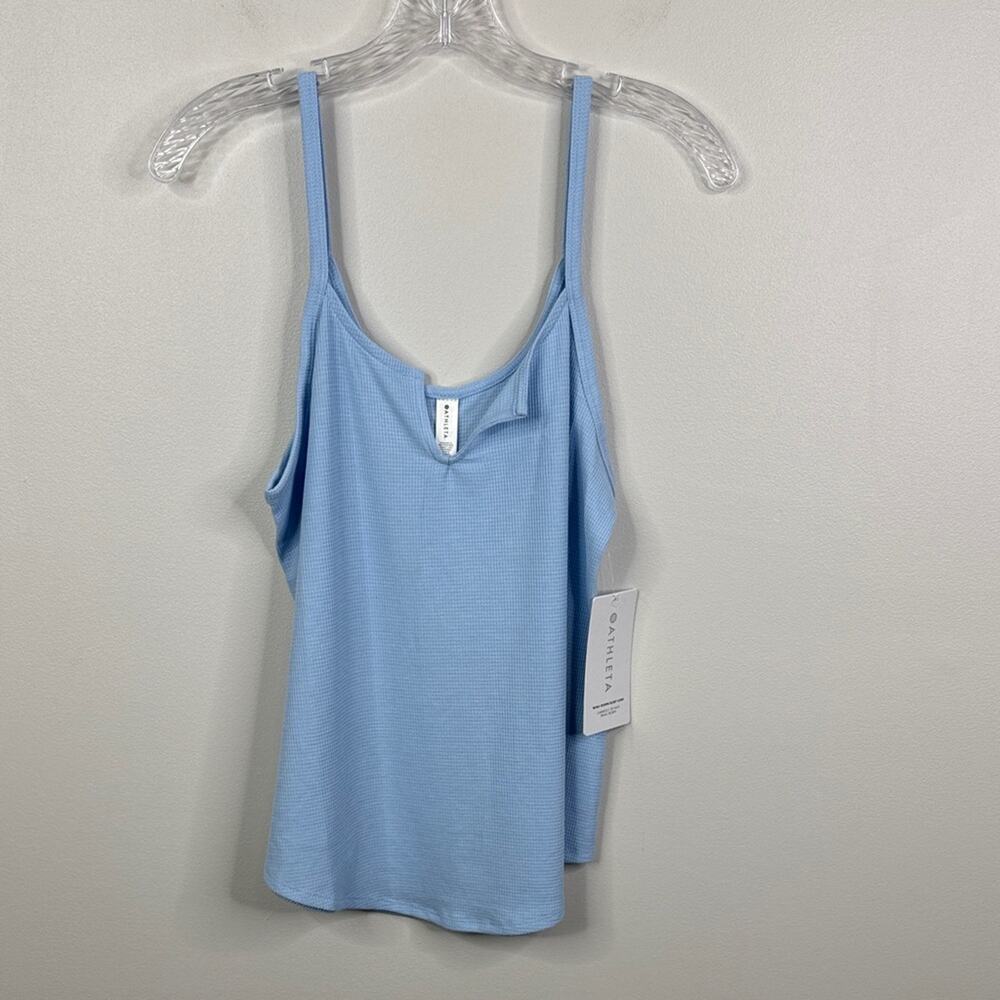 Athleta NWT Light Blue Ribbed V-Neck Tank Top Size M Premium Modal Athleisure